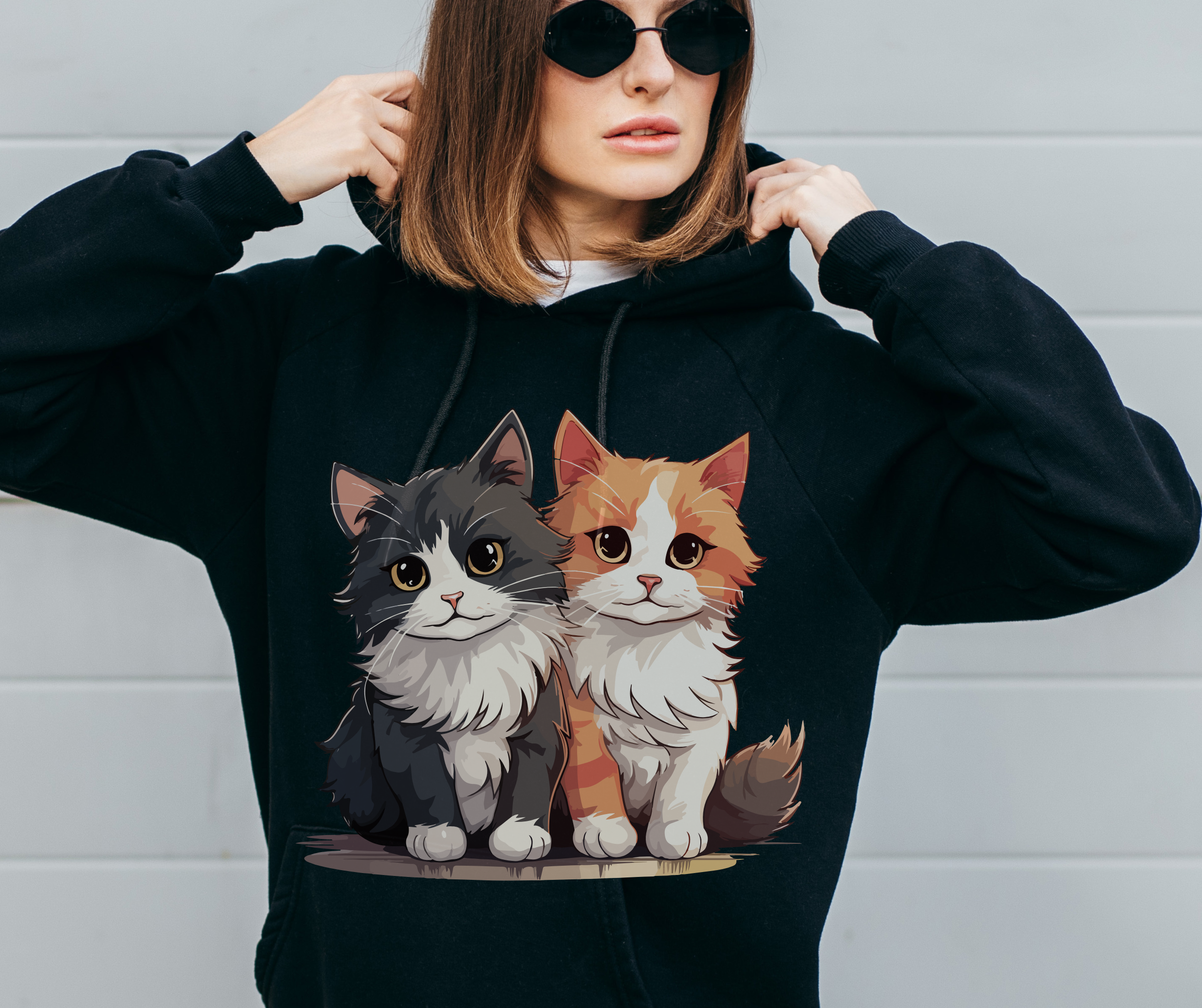 Cat Cuddle Hoodie – Cute Tuxedo & Calico Kittens Pullover